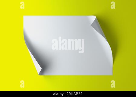 Un morceau de papier blanc avec des bords incurvés sur fond vert Banque D'Images
