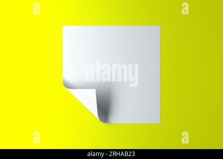 Un morceau de papier blanc avec des bords incurvés sur fond vert Banque D'Images