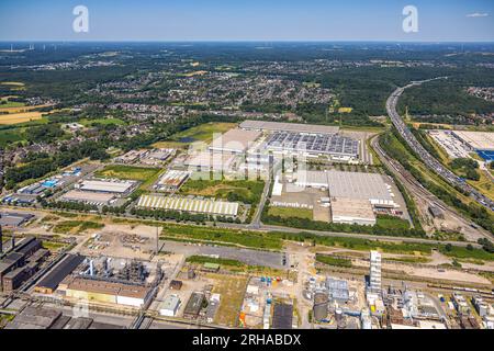 Vue aérienne, SEGRO Logistics Park, centre logistique Geodis, SEGRO et Lekkerland, Waldteich, Holten, Oberhausen, région de la Ruhr, Rhénanie du Nord-Westphalie, GE Banque D'Images