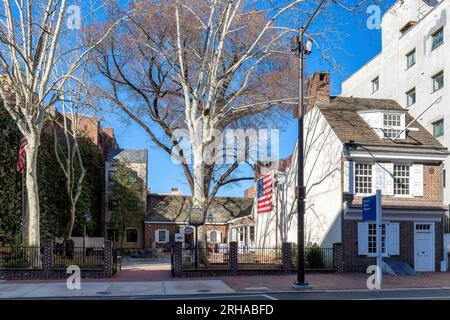 Betsy Ross House, Betsy Ross a cousu le premier drapeau américain à Philadelphie, Pennsylvanie. Banque D'Images