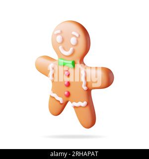 Biscuit 3D Holiday Gingerbread Man Illustration de Vecteur