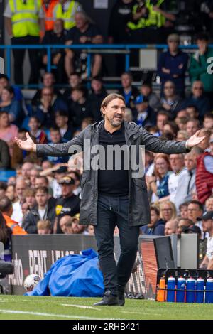 Leeds, Royaume-Uni. 6 août 2023. EFL Championship football League : Leeds United contre Cardiff City. Daniel Farke, directeur de Leeds United. Crédit Paul Whitehurst/Alamy Live News Banque D'Images