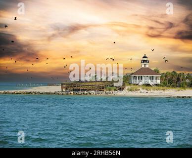 Phare de Port Boca Grande, Gasparilla Island State Park, Floride Banque D'Images