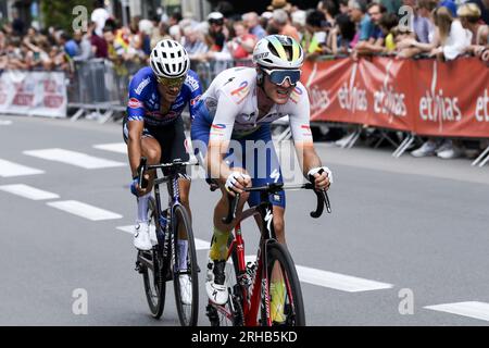 Leuven, Belgique. 15 août 2023. Le Belge Dries Van Gestel de TotalEnergies photographié en action lors de la course cycliste d'une journée 'Tour de Leuven - Memorial Jef Scherens' à Leuven, mardi 15 août 2023. BELGA PHOTO GOYVAERTS crédit : Belga News Agency/Alamy Live News Banque D'Images