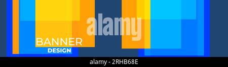 Design de fond abstrait large bleu et jaune géométrique avec des formes carrées transparentes. Illustration vectorielle Illustration de Vecteur
