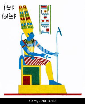 Amon, Amon-ra illustration du Panthéon égyptien (1823-1825) par Léon Jean Joseph Dubois. Amélioré numériquement par rawpixel. Original du New York P Banque D'Images