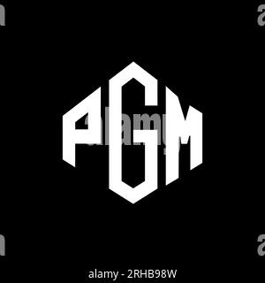 Logo de lettre PGM avec forme de polygone. Polygone PGM et logo en forme de cube. Modèle de logo vectoriel hexagone PGM couleurs blanches et noires. Monogr. PGM Illustration de Vecteur