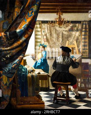 Johannes Vermeer, l'allégorie de la peinture célèbre. Original de Wikimedia Commons. Banque D'Images