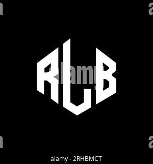 Logo de lettre RLB avec forme de polygone. Logo en forme de polygone et de cube RLB. Modèle de logo vectoriel hexagonal RLB couleurs blanc et noir. Monogr. RLB Illustration de Vecteur