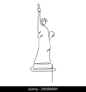 Statue de la liberté continue d'une ligne illustration vectorielle concept minimaliste Illustration de Vecteur