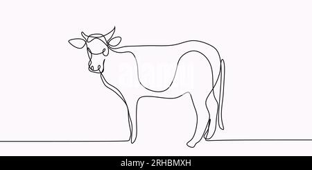 dessin d'une ligne continue de bovins. Illustration de Vecteur