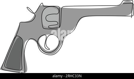 outil de dessin de ligne continue pour tirer un pistolet. Illustration de Vecteur