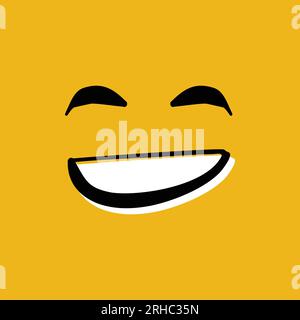 Heureux visage smiley illustration vectorielle dessinée à la main sur fond jaune Illustration de Vecteur