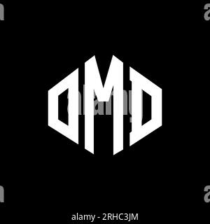 Logo de lettre OMD avec forme de polygone. Logo en forme de polygone et de cube OMD. Modèle de logo vectoriel hexagone OMD couleurs blanches et noires. OMD monogr Illustration de Vecteur