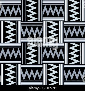 ancien motif ethnique maya tribal sans couture avec illustration vectorielle de couleur noir et blanc pour l'impression textile de mode et l'emballage Illustration de Vecteur