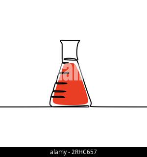 Dessin en ligne continue de l'illustration vectorielle erlenmeyer Illustration de Vecteur