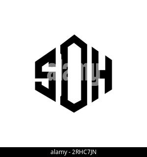 Logo SDH lettre avec forme de polygone. Logo en forme de polygone et de cube SDH. Modèle de logo vectoriel hexagone SDH couleurs blanches et noires. SDH monogr Illustration de Vecteur