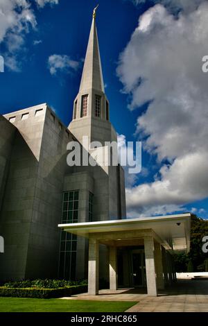 L'entrée du temple mormon de Preston England à Chorley dans le Lancashire, Grande-Bretagne, Europe Banque D'Images