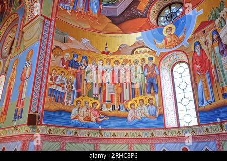 Une fresque religieuse à l'intérieur de l'église orthodoxe serbe de Saint Alexandre Nevsky à Belgrade, Serbie Banque D'Images