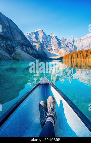 Parc national du lac Moraine Banff, Rocheuses canadiennes, Alberta, Canada. Parc national Banff, Alberta, Canada Banque D'Images