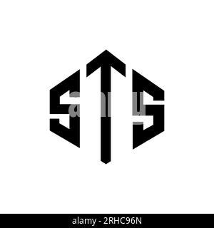 Logo de lettre STS avec forme de polygone. Logo en forme de polygone et de cube STS. Modèle de logo vectoriel STS hexagone couleurs blanc et noir. STS monogr Illustration de Vecteur