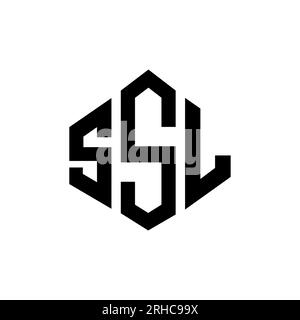 Logo de lettre SSL avec forme de polygone. Polygone SSL et logo en forme de cube. Modèle de logo vectoriel hexagone SSL couleurs blanches et noires. Monogr. SSL Illustration de Vecteur