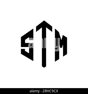 Logo lettre STM avec forme polygonale. Logo en forme de polygone et de cube STM. Modèle de logo vectoriel hexagone STM couleurs blanc et noir. Monogr. STM Illustration de Vecteur