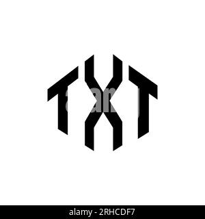 Logo de lettre TXT avec forme de polygone. Logo en forme de polygone TXT et de cube. Modèle de logo vectoriel hexagone TXT couleurs blanches et noires. TXT monogr Illustration de Vecteur