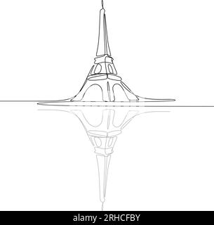 Tour Eiffel à Paris dessin à une seule ligne continue illustration vectorielle conception impressionnante pour affiche et bannière. Illustration de Vecteur