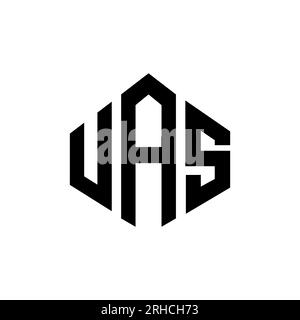 Conception de logo de lettre UAS avec forme de polygone. Conception de logo en forme de polygone et de cube UAS. Modèle de logo vectoriel hexagone UAS couleurs blanches et noires. UAS monogr Illustration de Vecteur