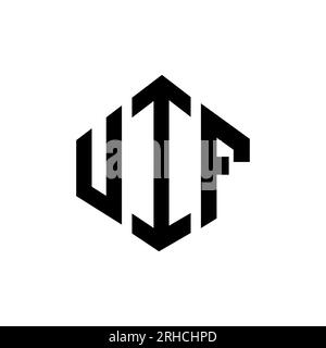 Design de logo de lettre UIF avec forme de polygone. Design de logo en forme de polygone et de cube UIF. Modèle de logo vectoriel hexagonal UIF couleurs blanc et noir. Unif monogr Illustration de Vecteur