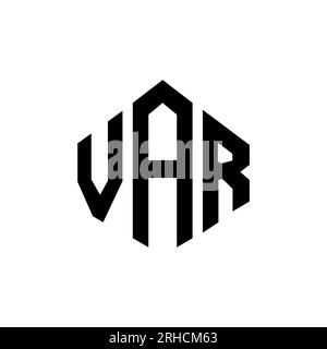 Logo de lettre VAR avec forme de polygone. Logo en forme de polygone VAR et de cube. Modèle de logo vectoriel hexagone VAR couleurs blanc et noir. VAR monogr Illustration de Vecteur