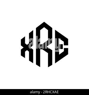 Logo de lettre XRE avec forme de polygone. Logo en forme de polygone et de cube XRE. Modèle de logo vectoriel hexagone XRE couleurs blanches et noires. XRE monogr Illustration de Vecteur