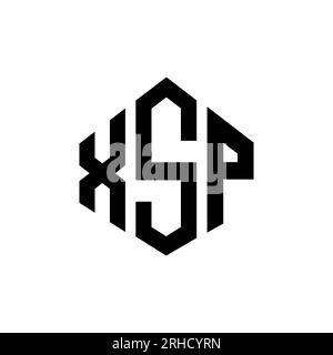 Design de logo de lettre XSP avec forme de polygone. Logo en forme de polygone et de cube XSP. Modèle de logo vectoriel XSP hexagone couleurs blanc et noir. XSP monogr Illustration de Vecteur