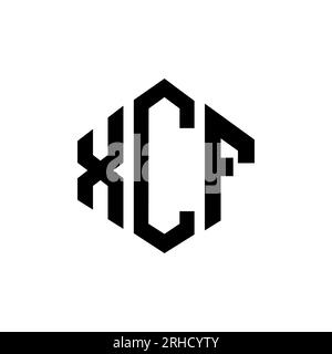 Logo de lettre XCF avec forme de polygone. Logo en forme de polygone et de cube XCF. Modèle de logo vectoriel hexagone XCF couleurs blanches et noires. Monogr. XCF Illustration de Vecteur