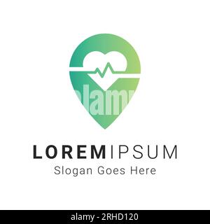 Hôpital médical emplacement logo Design plus signe Doctor Heart Beat emplacement logotype Illustration de Vecteur
