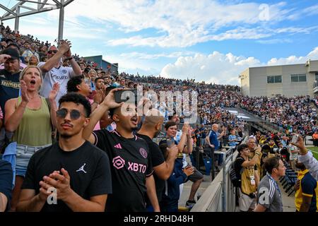 Chester, PA, USA 15 août, 2023 fans attendent le début du match (image de crédit : Don Mennig Alamy News - usage éditorial seulement - pas d'usage commercial) Banque D'Images