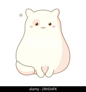 mignon chat kawaii chat coréen souriant. Illustration vectorielle isolée sur fond blanc Illustration de Vecteur
