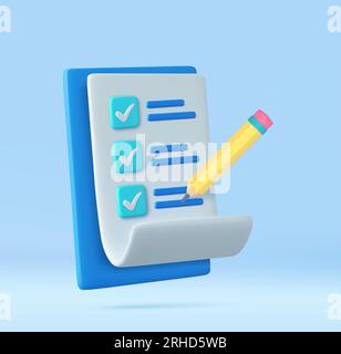 liste de contrôle des tâches de gestion du presse-papiers 3d. Illustration de Vecteur