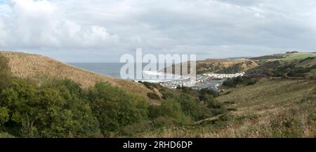 Panorama de la baie de Pease, vue au sud, pris de la route d'approche. Banque D'Images