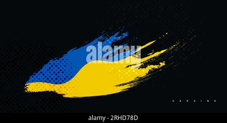 Drapeau de l'Ukraine avec concept de brosse. Drapeau de l'Ukraine dans le style Grunge. Priez pour l’Ukraine. Drapeau de pinceau peint à la main du pays de l'Ukraine Illustration de Vecteur