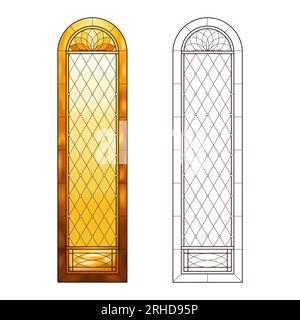 Feuille de travail en verre d'église teinté en couleurs jaunes. Illustration de Vecteur