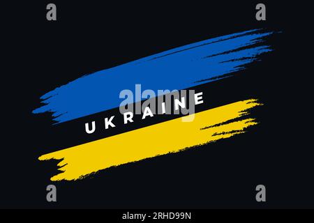 Drapeau de l'Ukraine avec concept de brosse. Drapeau de l'Ukraine dans le style Grunge. Priez pour l’Ukraine. Drapeau de pinceau peint à la main du pays de l'Ukraine Illustration de Vecteur