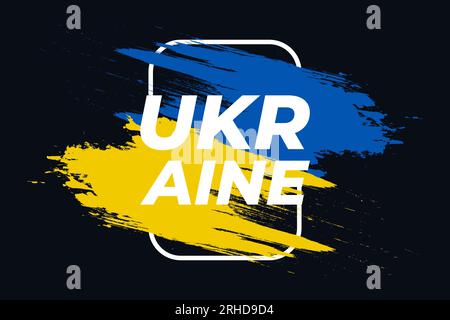 Drapeau de l'Ukraine avec concept de brosse. Drapeau de l'Ukraine dans le style Grunge. Priez pour l’Ukraine. Drapeau de pinceau peint à la main du pays de l'Ukraine Illustration de Vecteur