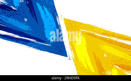 Drapeau de l'Ukraine avec concept de brosse. Drapeau de l'Ukraine dans le style Grunge et demi-ton Illustration de Vecteur