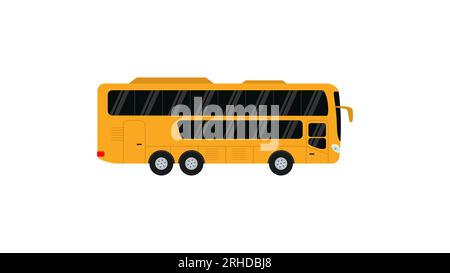 Grand bus jaune isolé sur fond blanc. Illustration de Vecteur