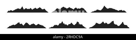 Mountain Ridges Peak silhouettes de style plat illustration vectorielle de conception ensemble isolé sur fond blanc. Sommets des montagnes rocheuses avec diverses gammes Illustration de Vecteur