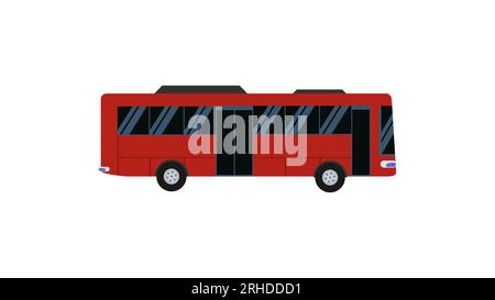 Grand bus rouge isolé sur fond blanc. Illustration de Vecteur
