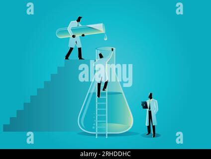 Illustration vectorielle des chercheurs travaillant avec un bécher de laboratoire et du verre tube Illustration de Vecteur