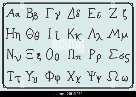 symbole de l'alphabet grec ancien dessiné à la main vintage. Illustration de Vecteur